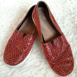 Toms Canvas Shoes Burnt Orange Woven Design sz 8